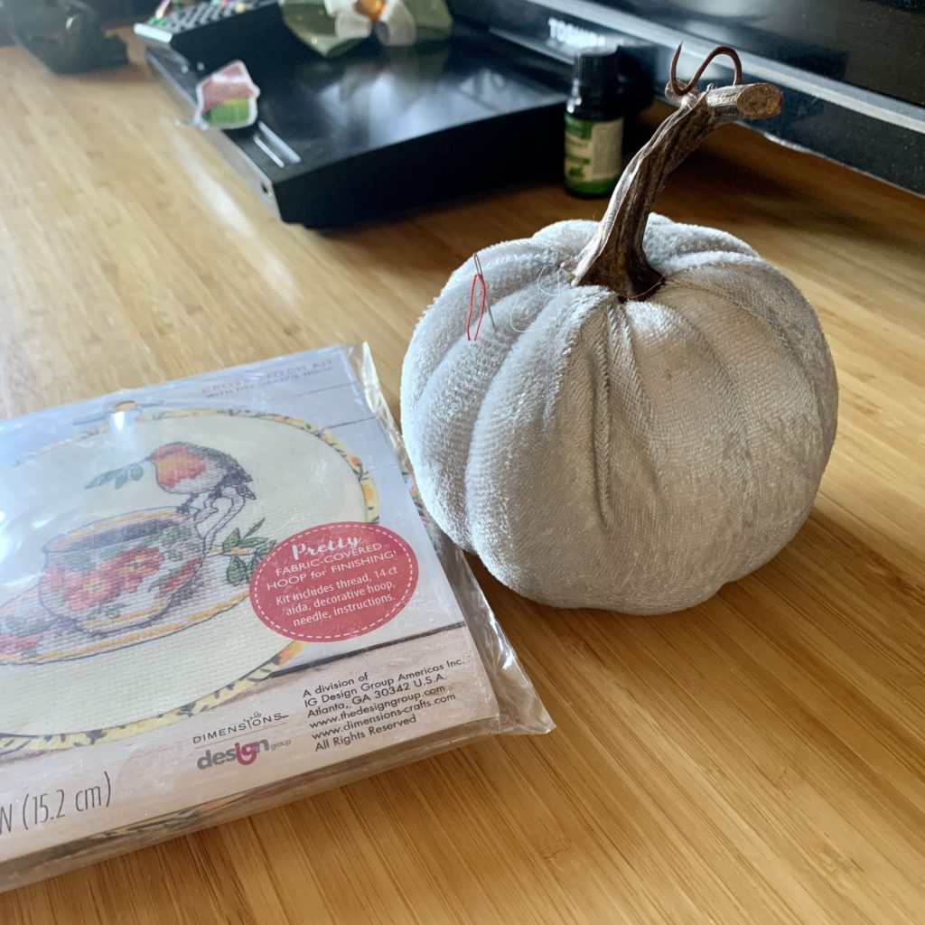Gray velvet pumpkin